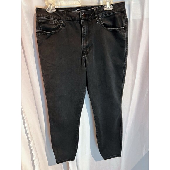 Seven 7 Jeans Womens 14 Black Denim‎ High Rise Skinny S Pocket Stretch EUC 32” - Picture 1 of 4